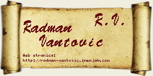 Radman Vantović vizit kartica